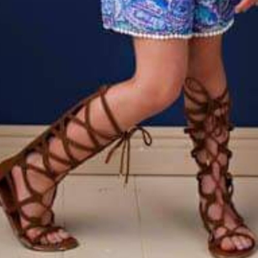 Girls Justice Tan Gladiator Sandal - Size 3
